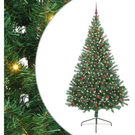 Sapin de Noël  Arbre de Noël artificiel pré-éclairé Vert 240 cm PVC