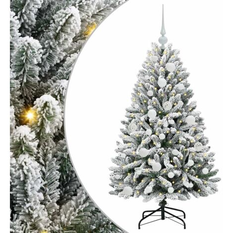 Sapin de Noël  Arbre de Noël artificiel Vert et blanc 120 cm PVC et métal