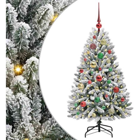 Sapin de Noël  Arbre de Noël artificiel Vert et blanc 120 cm PVC et métal