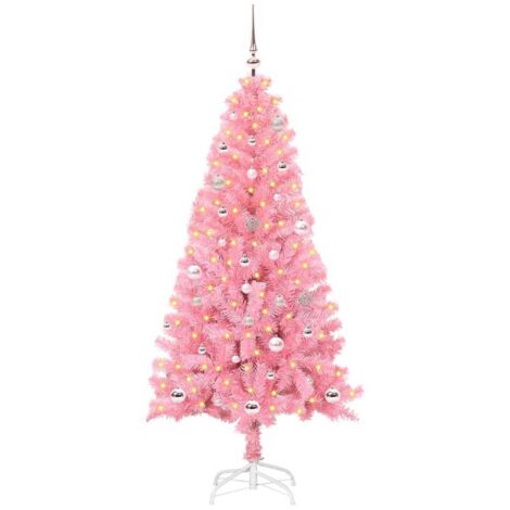Sapin de Noël  Arbre de Noël avec 150 LED avec support Rose 150 cm PVC