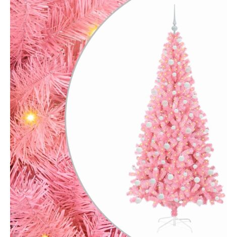 Sapin de Noël  Arbre de Noël avec 300 LED avec support Rose 180 cm PVC