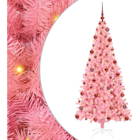 Sapin de Noël  Arbre de Noël avec 300 LED avec support Rose 180 cm PVC