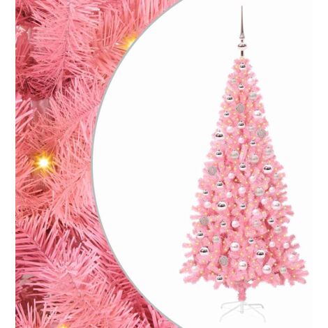 Sapin de Noël  Arbre de Noël avec 300 LED avec support Rose 180 cm PVC