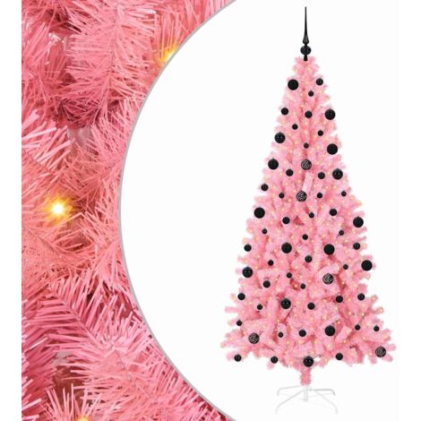 Sapin de Noël  Arbre de Noël avec 300 LED avec support Rose 210 cm PVC