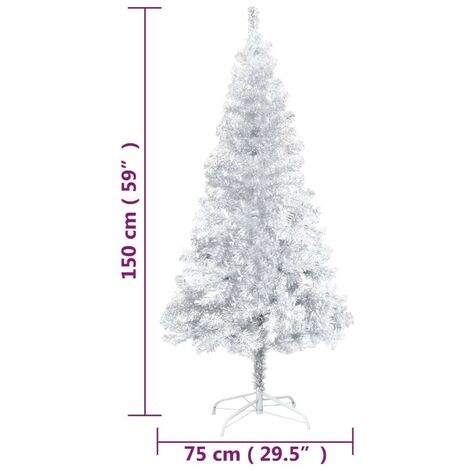 Sapin de Noël Argenté Artificiel 150 X 75 cm et pied support pour un Noël original.