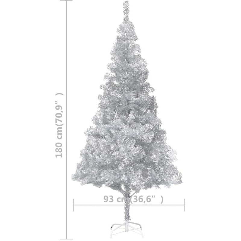Le Poisson Qui Jardine - Sapin de Noël Argenté Artificiel 180 x 93 cm et pied support pour un Noël original. - Argent