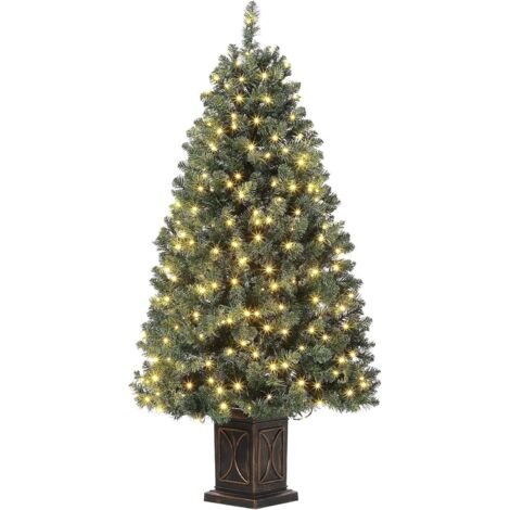 Sapin de Noël Artificiel 140cm avec 300 LED,Arbre de Noël avec base Sapin avec Tronc Vert,Matériel PVC