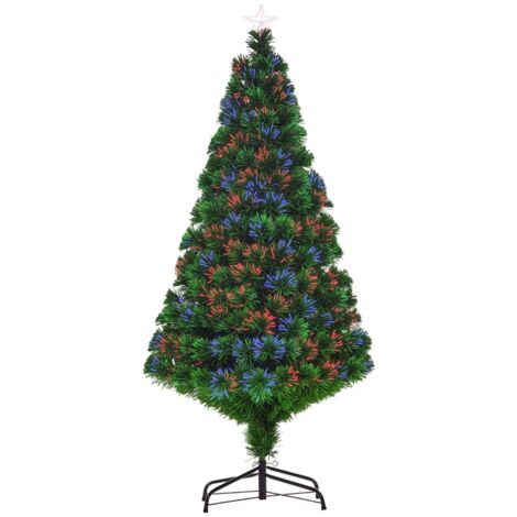 Sapin de Noël artificiel 150 cm avec fibre de verre, arbre lumineux LED, 180 pointes, décoration de Noël incluant support métallique pour intérieur