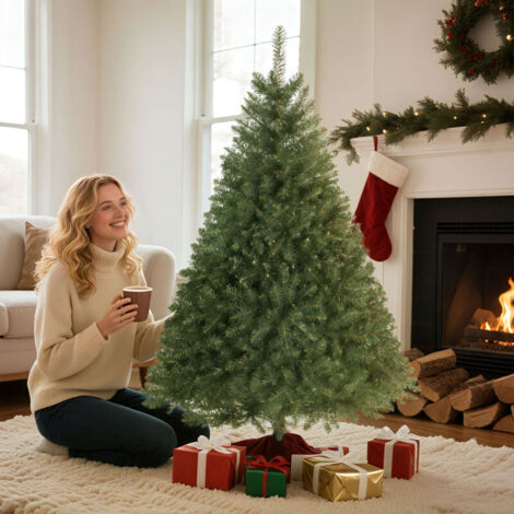 Sapin de Noël artificiel, 150 cm, branches pliables, pied en métal, polyvalent, vert