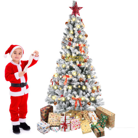 Sapin de Noël Artificiel 180 CM, 600 Branches, Matériel PVC Arbre de Noël avec Socle en Métal Décoration de Noël