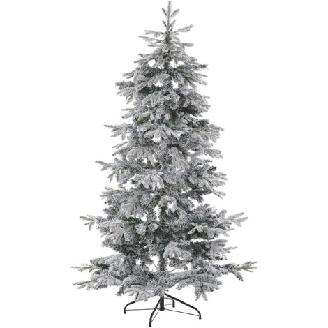 Sapin de Noël Artificiel 180 cm Blanc avec effet Fausse Neige Idéal Pour les Fêtes Beliani