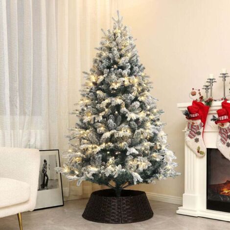 Sapin de Noël Artificiel 180 cm lumineux LED 793 Branches enneigées grand réalisme support en acier pliable Vert