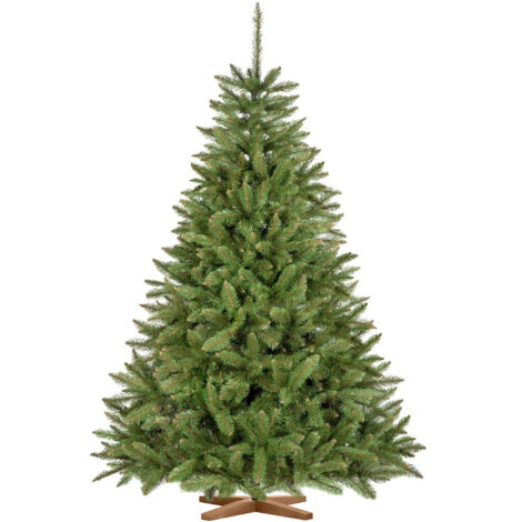Sapin de Noël artificiel 180cm – Épicéa naturel avec socle en bois – Aiguilles denses et réalistes – Assemblage simple et rapide – Fairytrees