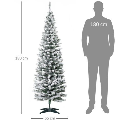 Sapin de Noël artificiel, 210 cm, branches en PVC enneigées, pliable, pied en métal, vert et blanc