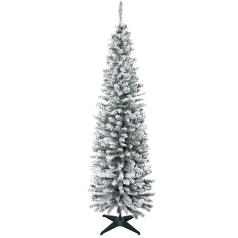 Sapin de Noël artificiel, 210 cm, branches PVC enneigées, pliable, pied métallique, vert/blanc