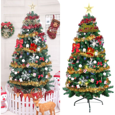 AQUASUP Sapin de Noël Artificiel 210cm avec Lumineux LED et Ornements pour Décoration Noël