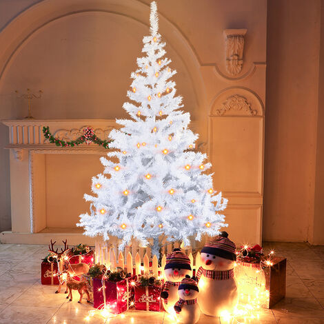 HENGMEI Sapin de Noël en PVC avec éclairage Avec pied en métal, Lena Décoration de Noël, LED en fibre de verre