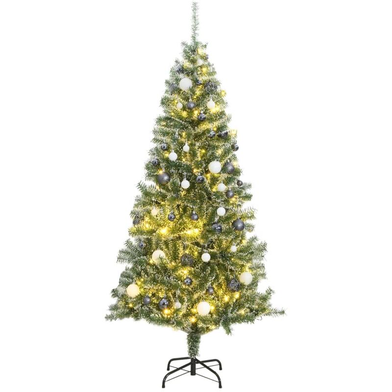 Torana - Sapin de Noël artificiel 300 LED&boules&neige floquée 210 cm