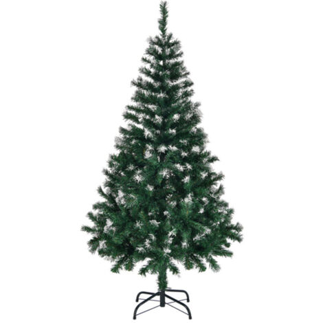 Sapin de Noël artificiel 4 FT enneigé vert, arbre de Noël non lumineux 300 branches, pied métal solide