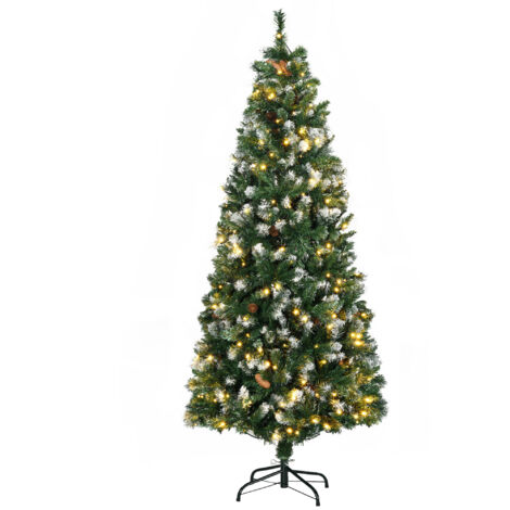Sapin de Noël artificiel à Led MADELINE vert et blanc 180 cm