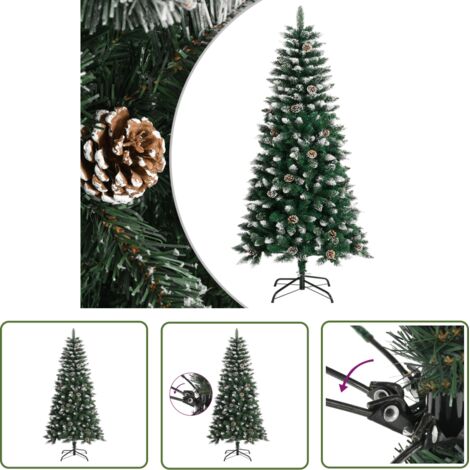 Sapin de Noël artificiel  Arbre de Noël  Décoration de Fête de Noël avec support Vert 120 cm PVC ETJTE351496
