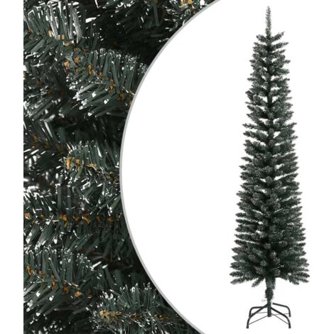 Sapin de Noël artificiel Arbre de Noël Décoration de Fête de Noël mince avec support Vert 210 cm PVC ETJTE736910