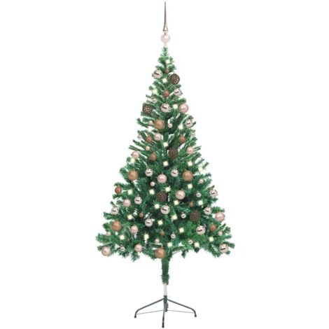 Sapin de Noël artificiel  Arbre de Noël lumineux avec LED et boules 150 cm 380 branches 56363