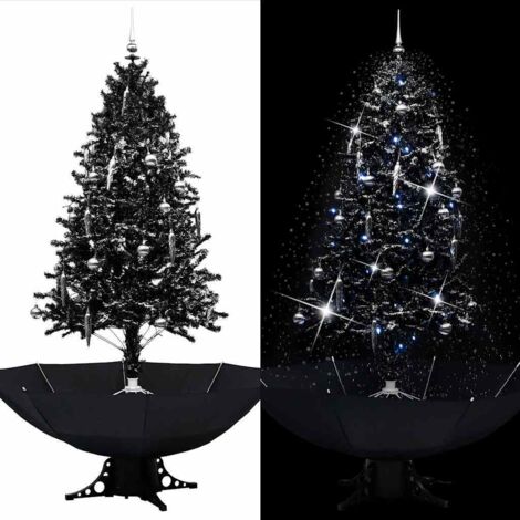 Sapin de Noël artificiel Arbre de Noël neigeux avec base de parapluie Noir 190 cm PVC 13199
