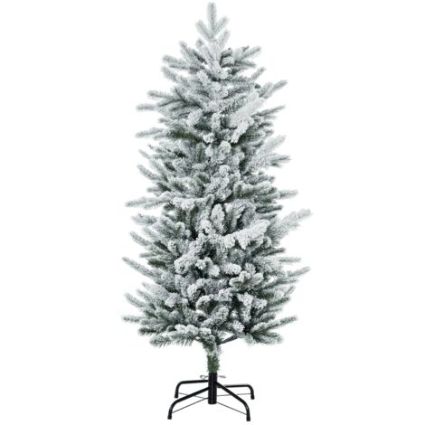 Sapin de Noël artificiel aspect enneigé Ø 60 x 135H cm 267 branches épines imitation Nordmann grand réalisme