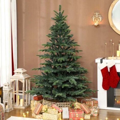 Sapin de Noël artificiel aux branches réalistes, sapin artificiel avec support pliable, ignifugé, en plastique et métal, vert