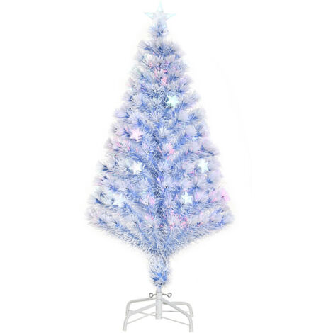 Sapin de Noël artificiel avec 3 lumières LED, en PVC et métal, blanc et bleu, Ø60 x 120 cm (hauteur)