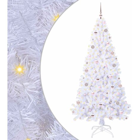 Sapin de Noël artificiel avec 300 LED Blanc 210 cm PVC et Acier CFW673604