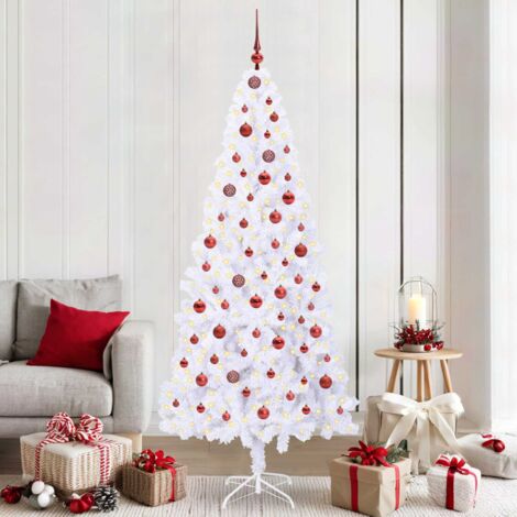 Sapin de Noël artificiel avec 300 LED Blanc 210 cm PVC et Acier vidaXL