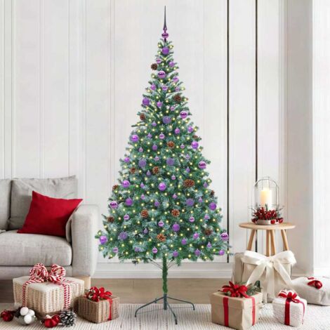 Sapin de Noël artificiel avec 300 LED Vert 210 cm PVC et Acier vidaXL