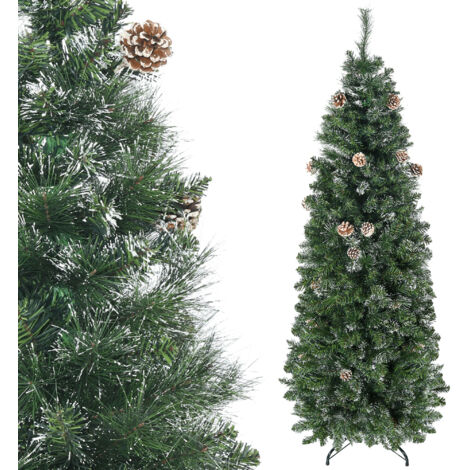 Sapin de Noël artificiel avec 618 branches enneigées, support en acier, base pliable en acier.