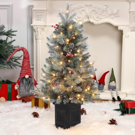 Sapin de Noël artificiel avec éclairage et neige 90cm,78 LED à 8 Modes