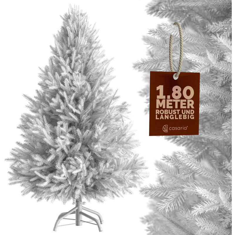 Casaria - Sapin de Noël artificiel Arbre de noël avec support 140cm - 240cm Décoration fêtes Blanc 180 cm