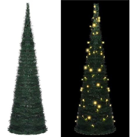 vidaXL Sapin de Noël Escamotable avec Guirlandes et LED Arbre Multi-taille