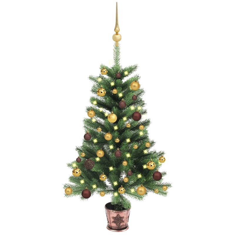 Arbre de Noël artificiel avec led et boules 90 cm Vert
