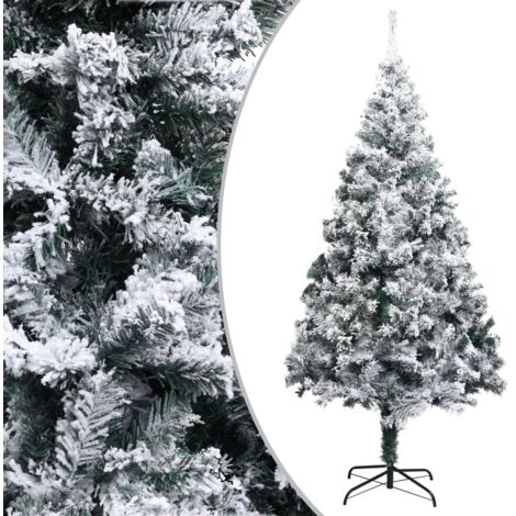 Sapin de Noël artificiel avec neige floquée-Décoration de Fête pour Noël vert 240 cm PVC 931265