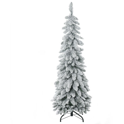 Sapin de Noël artificiel avec pied en acier, 253 branches enneigées, base pliable, hauteur 135 cm, vert