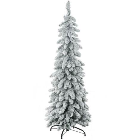 Sapin de Noël artificiel avec support en acier, 253 branches enneigées, base pliable, 135 cm de hauteur, vert