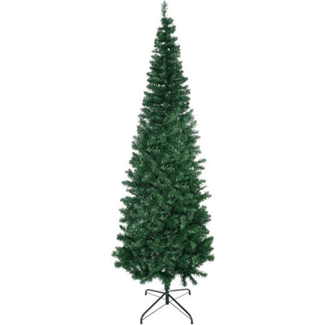Sapin de Noël artificiel, avec support, LED, 2,1 mètres de haut, 1 poinsettia, vert