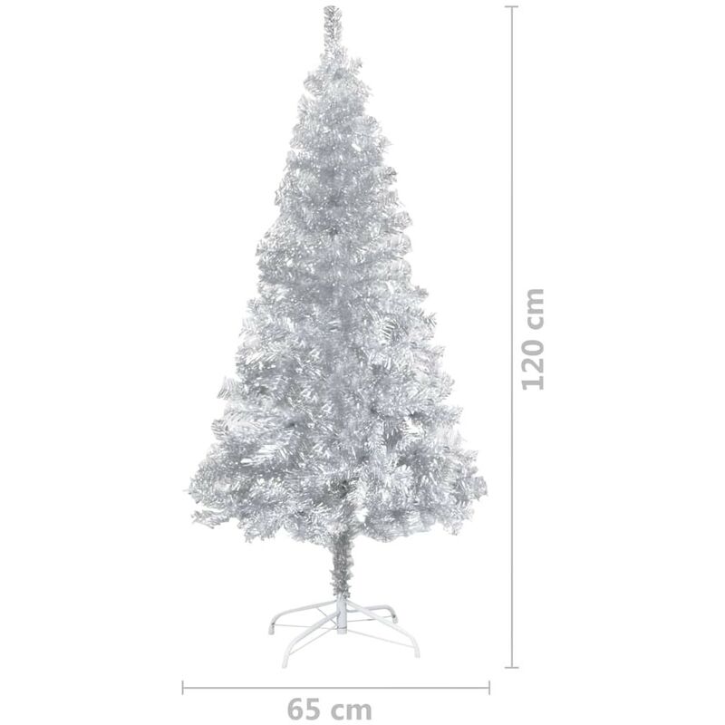 Le Poisson Qui Jardine - Sapin de Noël Argenté Artificiel 120 x 65 cm et pied support pour un Noël original. - Argent