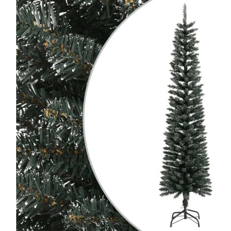 Sapin de Noël artificiel avec support,Arbre de Noël mince  Vert 240 cm PVC -WYW13195