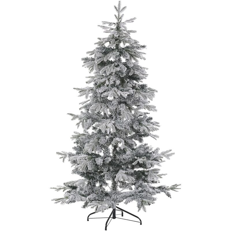 Beliani - Sapin de Noël Artificiel 180 cm Blanc avec effet Fausse Neige Idéal Pour les Fêtes