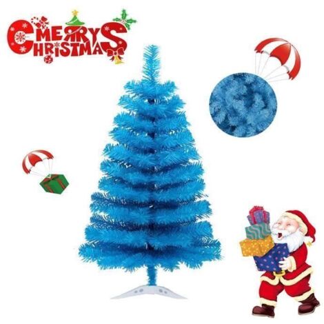 Sapin de Noël Artificiel - Bleu Ciel - 60 cm - Support Robuste - Décoration Intérieure - Allergies
