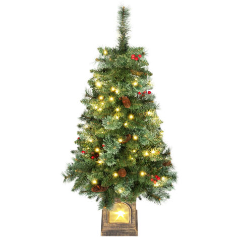 Sapin de Noël artificiel de 120 cm avec 100 lumières LED, 8 modes d'éclairage et 214 branches