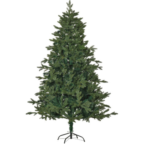 Sapin de Noël artificiel de 180 cm avec 748 embouts, 3 formes de feuilles différentes, sapin de Noël ignifuge avec support métallique pour intérieur