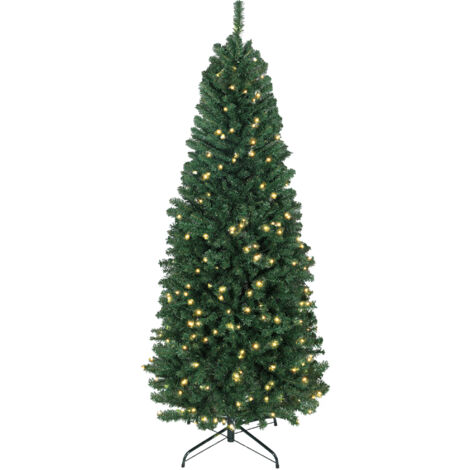Sapin de Noël artificiel de 180 cm, guirlande lumineuse LED multicolore synchronisée avec télécommande, 899 branches, vert